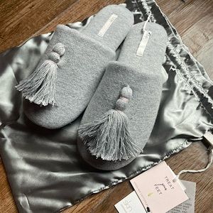 SKIN Gray Cotton Slippers with Tassel NWT Size S